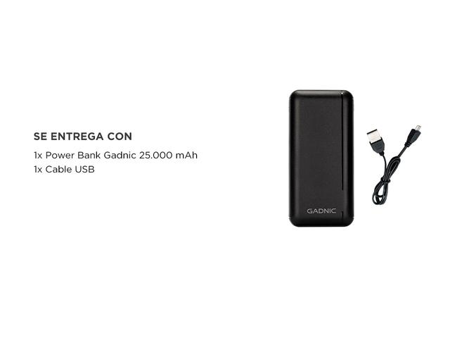 Cargador Portátil Gadnic 25000 mAh Carga Rápida 2 USB - 5
