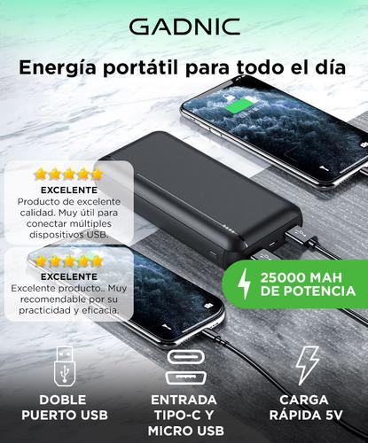 Cargador Portátil Gadnic 25000 mAh Carga Rápida 2 USB - 1