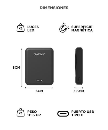 Cargador Gadnic 5000Mah Carga Rápida USB C Power Bank - 3