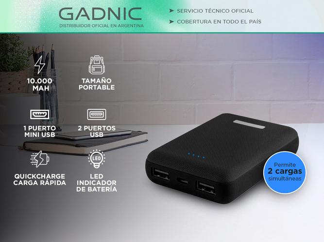 Cargador Portátil Gadnic Mini 10000 mAh Carga Rápida 2 USB Usado - 1