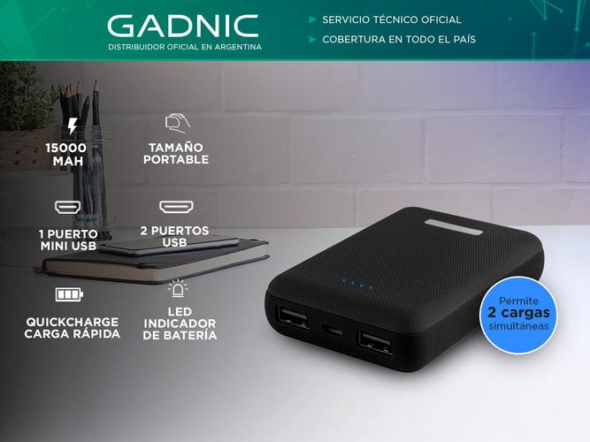 Cargador Portátil Gadnic Mini 15000 mAh Carga Rápida 2 USB - 1
