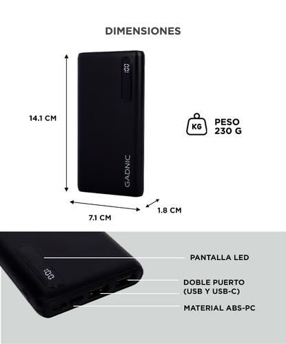 Cargador Portátil Gadnic BC-19 15000 mAh Carga Rápida USB C - 5
