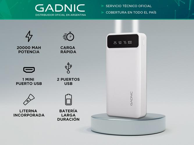 Cargador Portátil Gadnic K43 20000 mAh 1 puerto USB  Display - 1