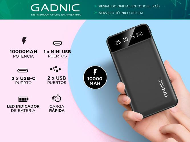 Cargador Portátil Gadnic K42 10000 mAh 2 puertos USB  Display - 1