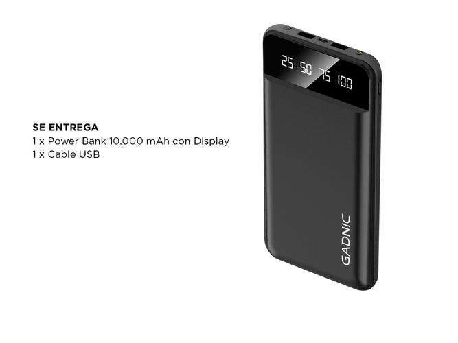 Cargador Portátil Gadnic K42 10000 mAh 2 puertos USB  Display - 5