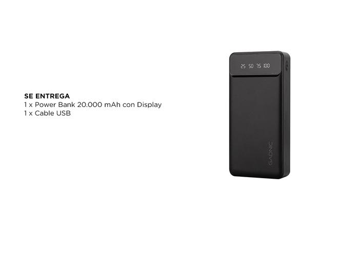 Cargador Portátil Gadnic K43 20000 mAh 2 puestos USB  Display - 5