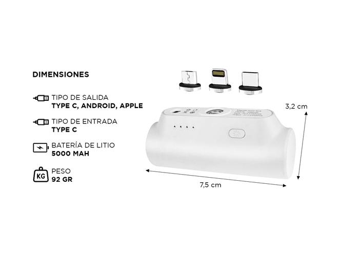 Cargador Portátil Gadnic Mini power Bank USB C Lightning 5000mah - 5