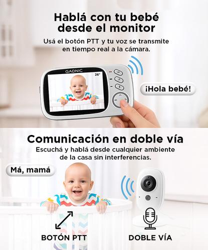 Baby Call Gadnic con Cámara Visión Nocturna a Color 32 Temperatura Ambiente - 4