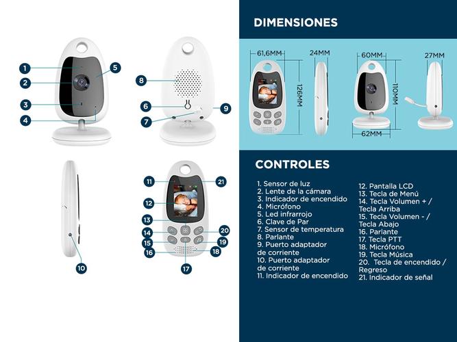 Baby Call Camara Monitor Seguridad Bebes Intercomunicador - 5