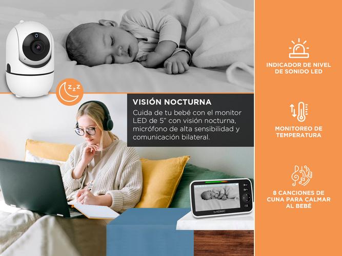 Baby Call Gadnic con Cámara Visión Nocturna a Color 5 Pulgadas - 2