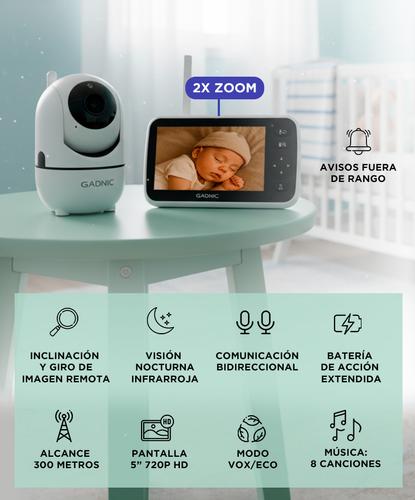 Baby Call Gadnic con Cámara Visión Nocturna a Color 5 Pulgadas - 2