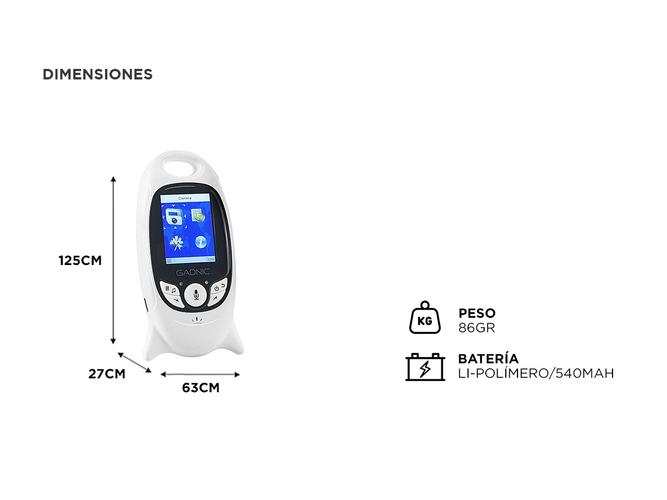Baby Call Monitor Gadnic Audio Melodias Video con Visión Nocturna - 4