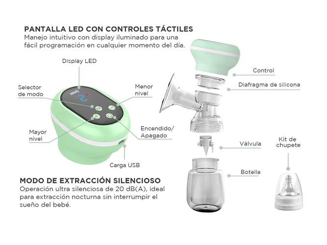 Sacaleche Eléctrico Gadnic Control Botón RH-289 Extractor Portátil - 4