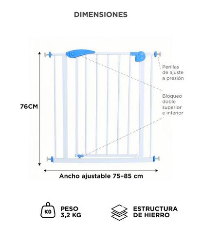 Puerta de Seguridad para Bebes y Mascotas Gadnic Ajustable Sin Perforar Doble Traba Cierre Automatico Doble Sentido Uso Interior - 5