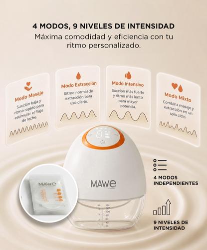 Sacaleche Eléctrico Mawe By Gadnic 9 Niveles 4 Modos Portátil  - 4