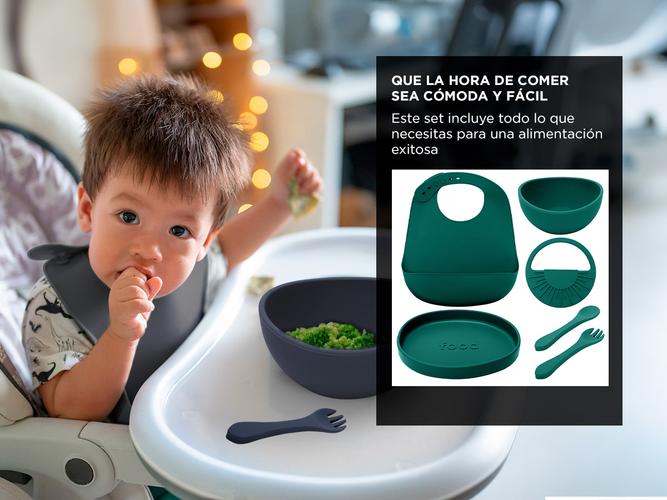 Set de Alimentación de Bebé Gadnic Cubiertos Platos de Silicona  - 3