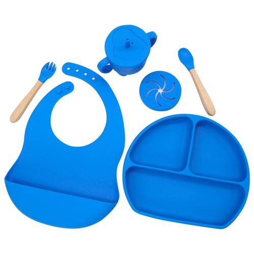Set Alimentacion Bebe Silicona Gadnic Completo Plato Triple Liso - 0