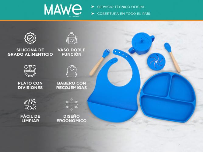 Set Alimentacion Bebe Silicona Gadnic Completo Plato Triple Liso - 1