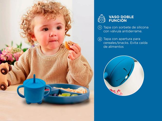 Set Alimentacion Bebe Silicona Gadnic Completo Plato Triple Liso - 3