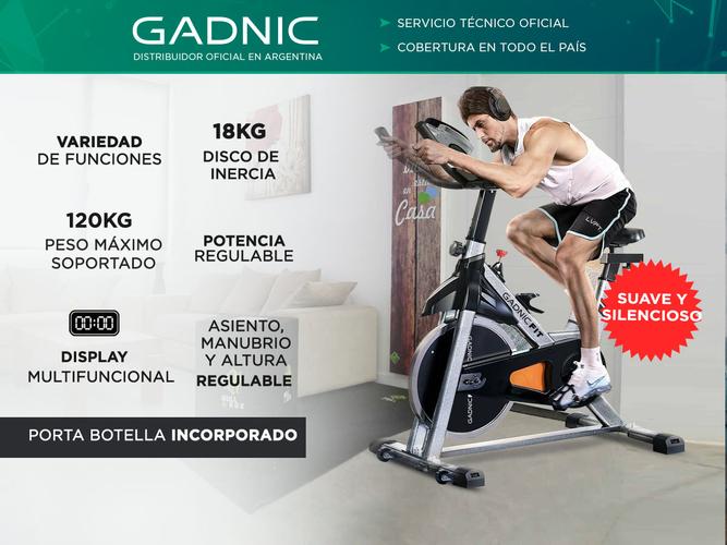 Bicicleta Fija Gadnic G-Spinning Indoor Disco Inercia 18kg Regulable con Display - 1