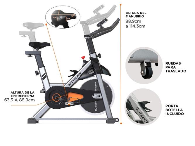 Bicicleta Fija Gadnic G-Spinning Indoor Disco Inercia 18kg Regulable con Display - 5
