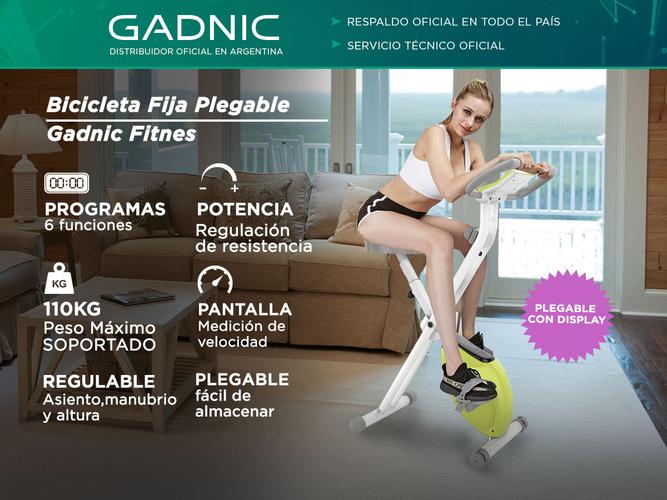 Bicicleta Fija Gadnic X-Bike Plegable 6 Programas Display Regulable Hasta 110kg - 1