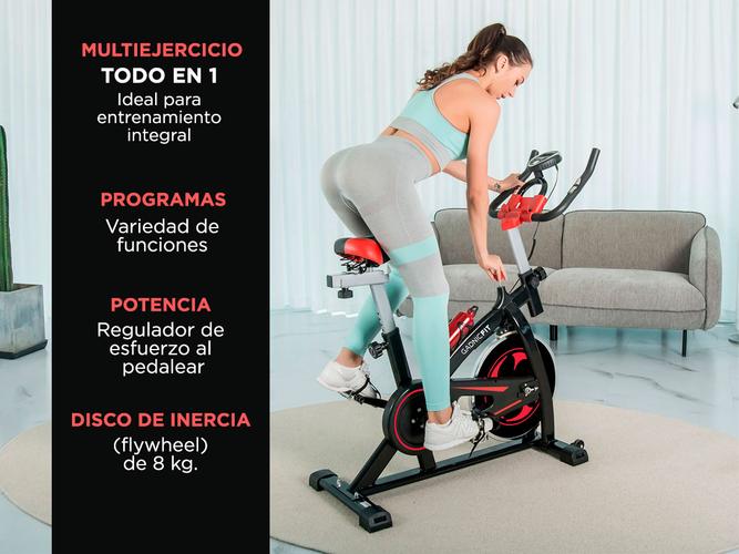 Bicicleta Fija Gadnic B-16 Spinning Indoor Disco Inercia 8kg Regulable con Display + Botella - 3