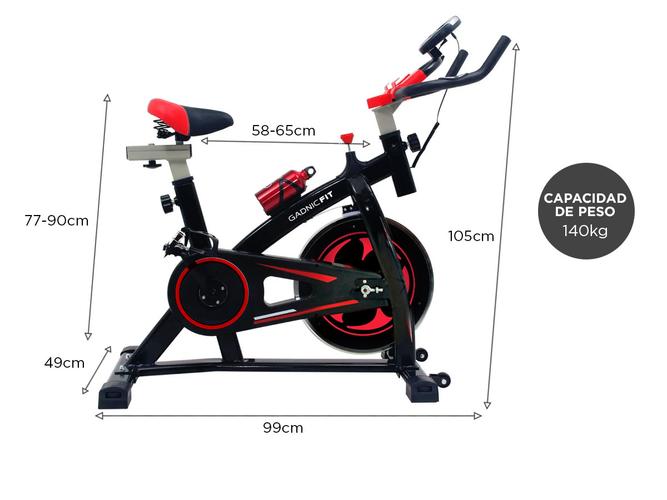 Bicicleta Fija Gadnic B-16 Spinning Indoor Disco Inercia 8kg Regulable con Display + Botella - 5