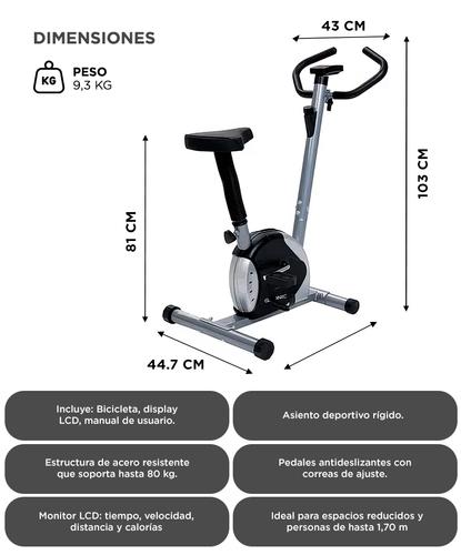 Bicicleta Fija Gadnic B-18 Hogareña Regulable 4 Programas Hasta 80kg Magnética - 6