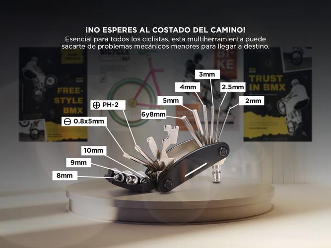 Herramienta para Bicicleta Gadnic B60Y Plegable 16 en 1 - 2