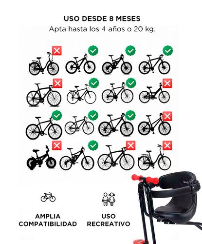 Asiento infantil Bicicleta Gadnic hasta 20 kg Seguridad Cinturon  - 3