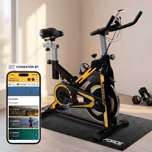 Bicicleta Fija De Spinning Force By Gadnic Disco De Inercia 6 Kg Con Amortiguador Display LCD Soporte De Botellas  - 0