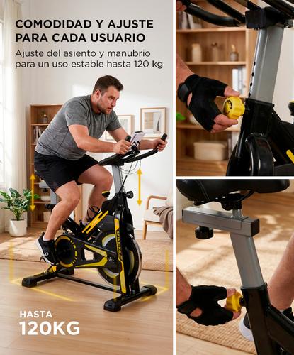Bicicleta Fija De Spinning Force By Gadnic Disco De Inercia 6 Kg Con Amortiguador Display LCD Soporte De Botellas  - 3