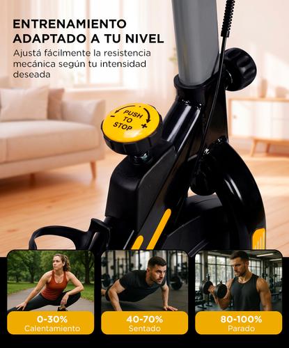 Bicicleta Fija De Spinning Force By Gadnic Disco De Inercia 6 Kg Con Amortiguador Display LCD Soporte De Botellas  - 4