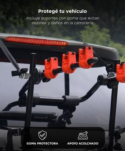 Portabicicletas Para Auto Gadnic Trasero Universal Hasta 3 Bicicletas Carga Maxima 45 Kg Estructura De Acero Con 6 Correas De Sujecion  - 3