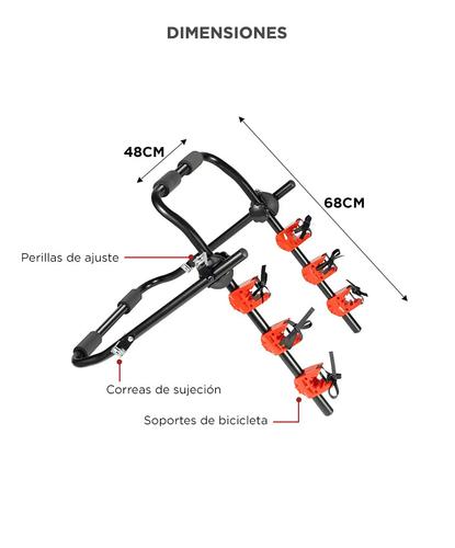 Portabicicletas Para Auto Gadnic Trasero Universal Hasta 3 Bicicletas Carga Maxima 45 Kg Estructura De Acero Con 6 Correas De Sujecion  - 5