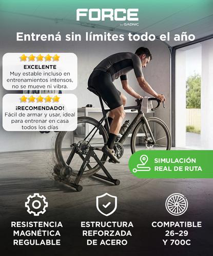Rodillo De Entrenamiento Magnetico Force By Gadnic Para Bicicleta Regulador De Resistencia Capacidad 150kg Estructura Acero - 1
