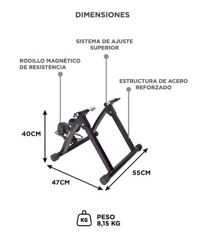 Rodillo De Entrenamiento Magnetico Force By Gadnic Para Bicicleta Regulador De Resistencia Capacidad 150kg Estructura Acero - 5
