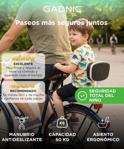 Asiento Trasero Para Bicicleta Gadnic Con Manubrio Y Pedalin Hasta 50kg Acero Alto Carbono Compatible MTB  - 1