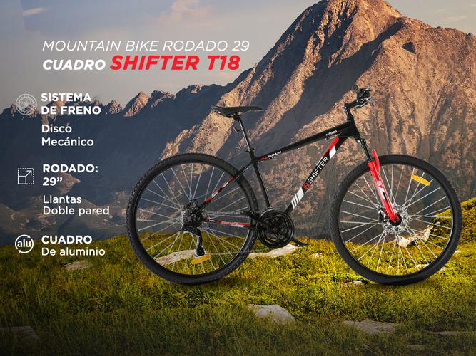 Bicicleta Mountain Bike Shifter T18 Rodado 29 Cuadro Aluminio 21 Cambios Freno A Disco - 1