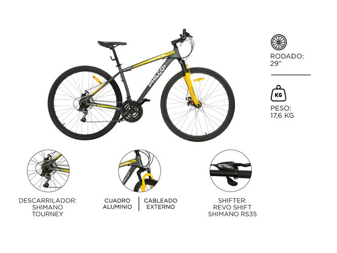 Bicicleta Mountain Bike Philco MTB R29 Aluminio 21 Vel Shimano Disco Mecanico  - 4