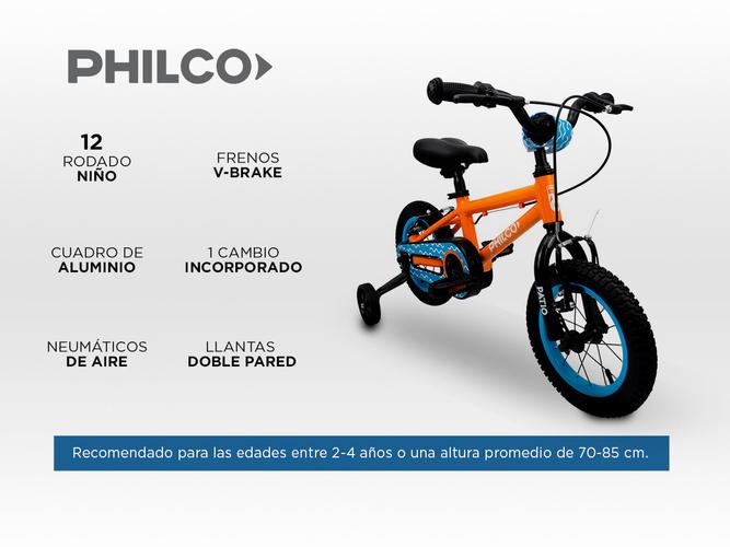 Bicicleta Philco Rodado 12 niño Cuadro Aluminio V-brake - 1