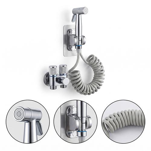 Bidet De Mano Portátil Rieti By Gadnic Acero Inoxidable 304 Con Válvula De Corte Manguera Extensible Y Base  - 0