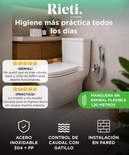 Bidet De Mano Portátil Rieti By Gadnic Acero Inoxidable 304 Con Válvula De Corte Manguera Extensible Y Base  - 1