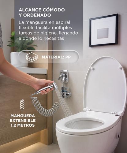 Bidet De Mano Portátil Rieti By Gadnic Acero Inoxidable 304 Con Válvula De Corte Manguera Extensible Y Base  - 3