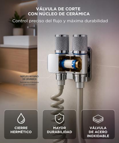 Bidet De Mano Portátil Rieti By Gadnic Acero Inoxidable 304 Con Válvula De Corte Manguera Extensible Y Base  - 4