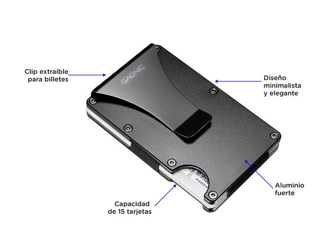 Billetera Gadnic de Aluminio con Clip Tarjetero Elegante - 3