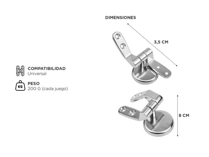 Juego de Bisagras para Inodoro Gadnic x2 unidades - 3