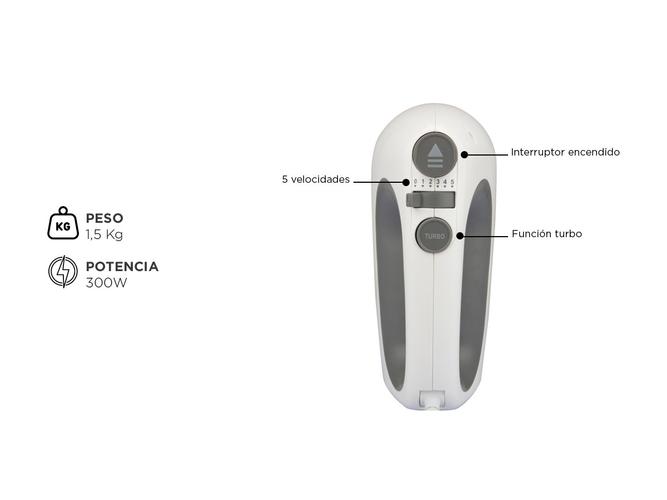 Batidora de Mano Atma 5 Velocidades Turbo Blanca 300W BM8738AP - 4