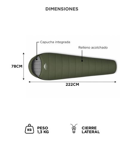 Bolsa De Dormir Tipo Momia South Port By Gadnic 222 x 78 cm Exterior Camping Trekking  - 5